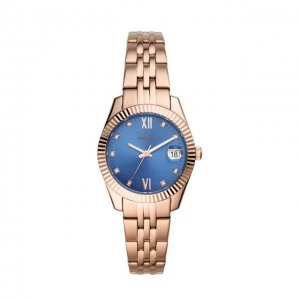 Image of Fossil Blue And Rose Gold 'Scarlette Mini' Dress Watch - ES4901