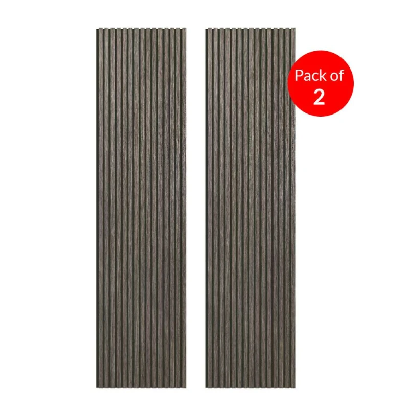 Image of ENER-J Linear Acoustic Wall Panel Warm Brown Wood Grain 2400x600 (Pack of 2) Brown Unisex