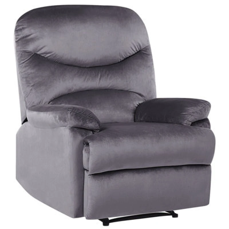 Image of Beliani Recliner Chair Eslov Velvet Grey