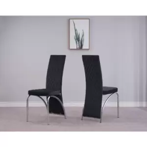 Image of Irine Velvet Upholstored Dining Fabric Set of 4 Chairs with Chrome Frame and Kitchen Floor Protection Black - Black - Modernique