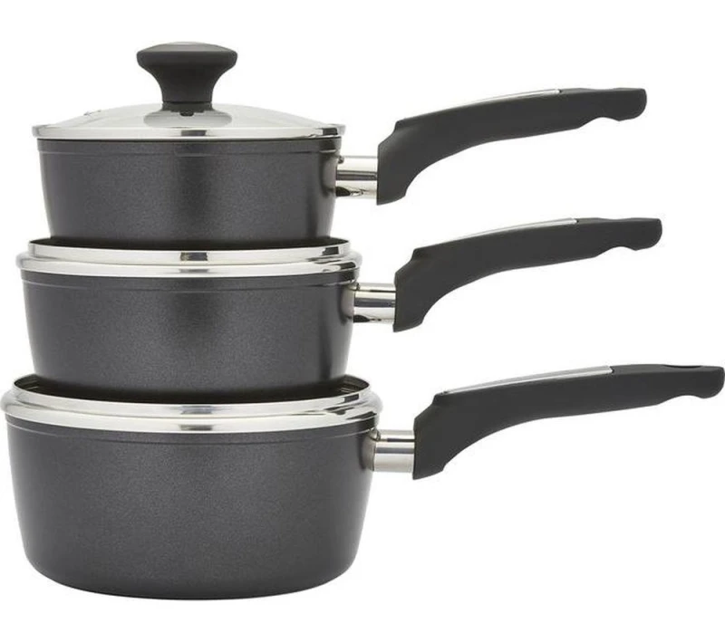 Image of Morphy Richards 3 Piece Non-stick Saucepan Set - Graphite 5056765400819