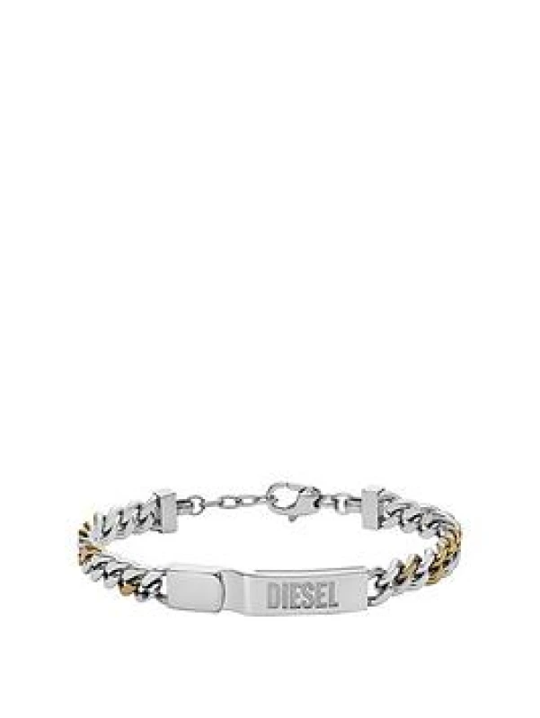 Image of Diesel DX1457931 Mens Diesel Font Bar Detail Two-Tone Jewellery