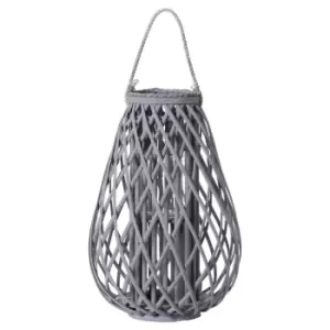 Image of Large Grey Wicker Bulbous Lantern