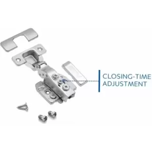 Image of Soft Close Half Overlay 35mm Cabinet Door Hinge Closing Time Adjustment - Pack of 30