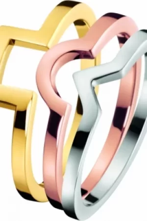 Image of Ladies Calvin Klein Two-tone steel/gold plate Size J Wonder Ring KJ4VDR300105