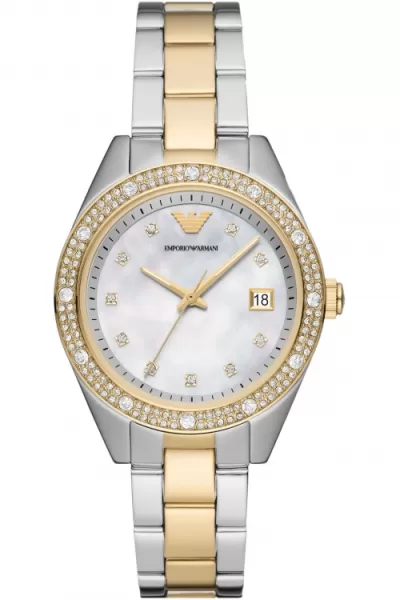 Image of Emporio Armani AR11520 Womens Mother-of-Pearl Dial Two- Watch