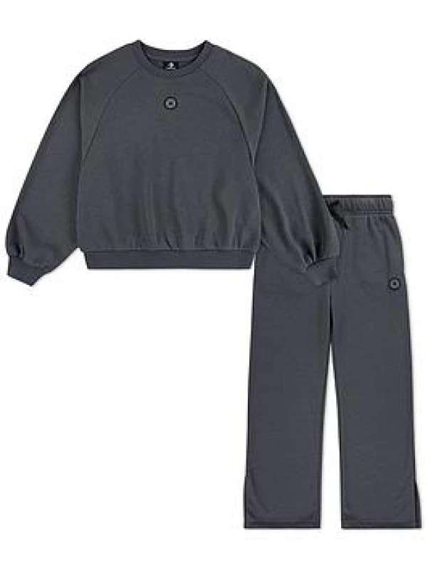 Image of Converse Set of Fleece Sweatshirt and Trousers charcoal grey Baby 13/15Y (153 to 159CM)