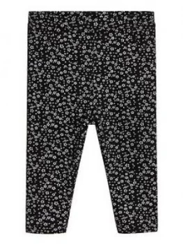 Image of Mango Baby Girls Floral Printed Leggings - Black