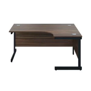 Image of Jemini Radial Right Hand Single Upright Cantilever Desk 1600x1200x730mm Walnut/Black KF819707