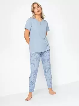 Image of M&Co Star In Stars Cuffed Pj Set, Blue, Size 22-24, Women