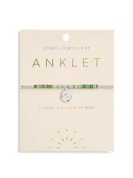 Image of Joma Jewellery Green Shell Silver Star Anklet - 23Cm Stretch