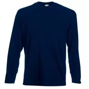 Image of Fruit Of The Loom Mens Valueweight Crew Neck Long Sleeve T-Shirt (S) (Deep Navy)