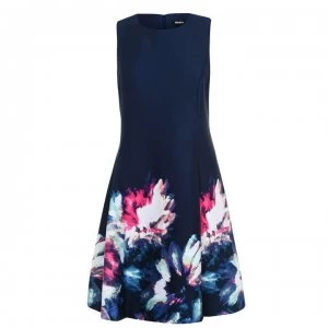 Image of DKNY Sleeveless Fit Flare Dress - SPRING NVY MUL