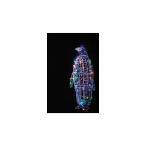 Image of Outdoor Xmas Decoration 90cm Soft Acrylic Penguin - 80 Multicoloured LED lights