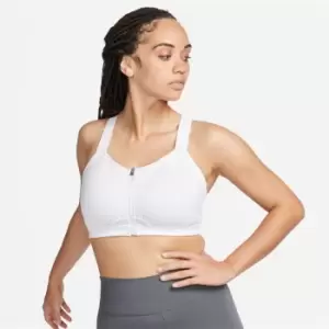 Image of Nike Dri-FIT Alpha Womens High-Support Padded Zip-Front Sports Bra - White
