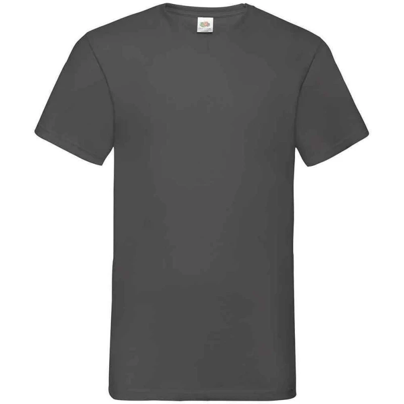 Image of Fruit Of The Loom Fruit of the Loom Men Valueweight V Neck T-Shirt in Mid Grey Size: Small Mid Grey S Male 5063527506627