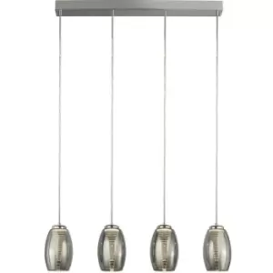Image of Searchlight Lighting - Searchlight Cyclone 4 Light Bar Pendant, Smoked Glass 3000K
