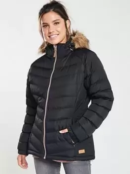 Image of Trespass Nadina Fur Trim Parka - Black, Size Xxl, Women