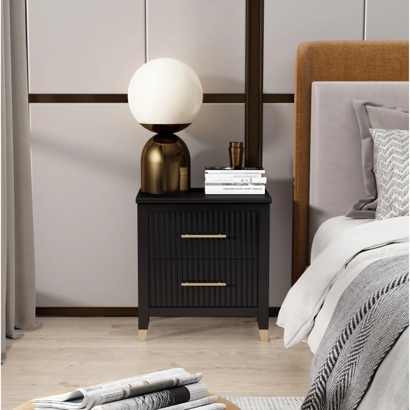 Image of Cabinet Bits Biasi 2 Drawer Bedside Table in Black Unisex