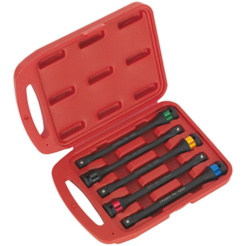 Image of Loops 5 PACK 1/2" Square Drive Torque Stick Set - Impact Wrench 135Nm Max Colour Coded Multi
