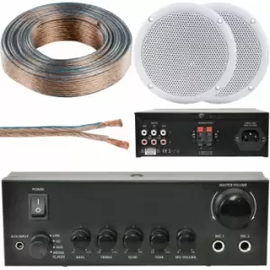 Image of 110W Stereo Amplifier System Kit 2x Waterproof Bathroom Kitchen Ceiling Speakers