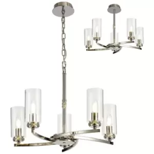 Image of Ceiling Pendant, Semi Ceiling, 5 x E14, Polished Nickel - Luminosa Lighting
