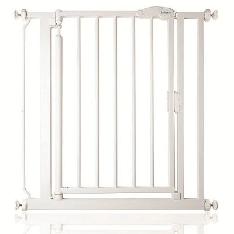Image of Safetots Pressure Fit Self Closing Stair Gate, Extra Narrow, 61Cm - 66.5Cm, White, Auto Closing Baby Gate, Safety Barrier