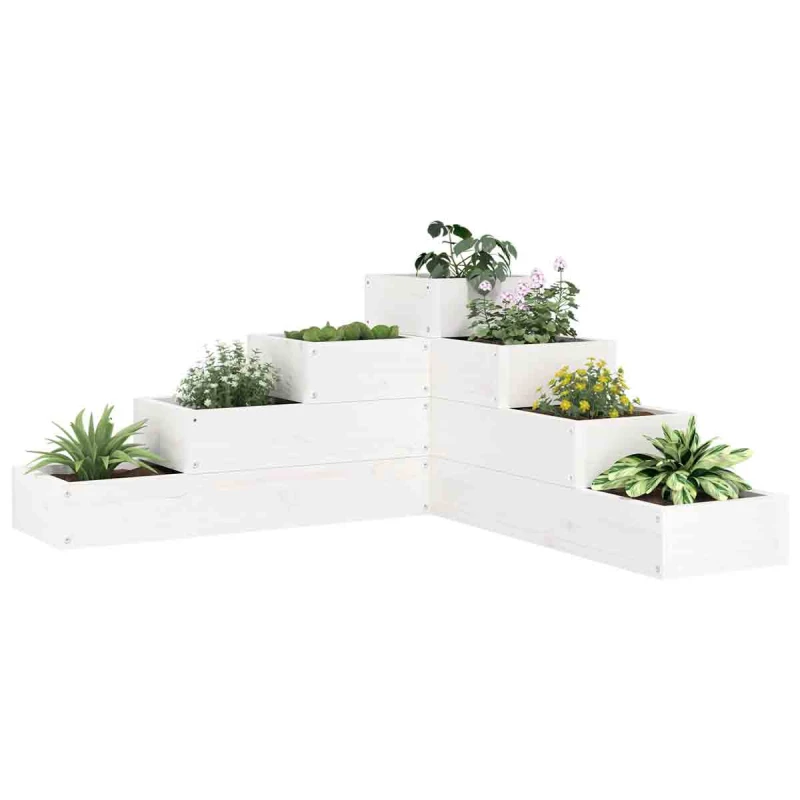 Image of vidaXL Garden Planter 4-Tier 80.5x79x36cm White Solid Pine, White 825318