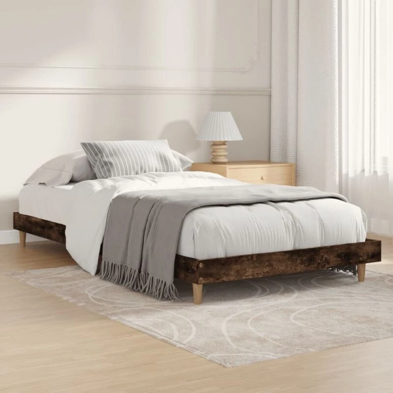 Image of VIDAXL Bed Frame without Mattress Smoked Oak 90x200cm Engineered Wood vidaXL 8720845795511
