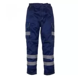 Image of Yoko Mens Hi-Vis Cargo Trousers With Knee Pad Pockets (36in Reg) (Navy)