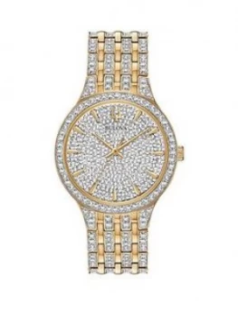 Image of Bulova Crystal Bicolour Stainless Steel Bracelet With Crystal Dial Ladies Watch