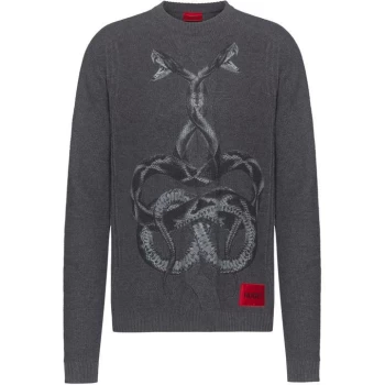 Image of Hugo Boss Snablo Knitted Jumper Medium Grey Size L Men
