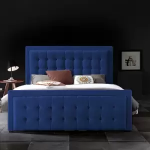Image of Swain Upholstered Beds - Plush Velvet, Single Size Frame, Blue - Blue