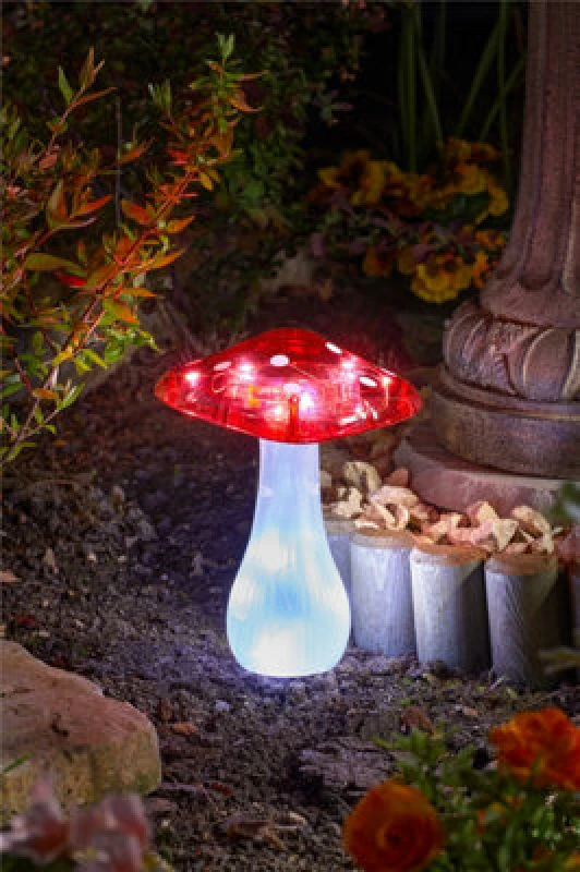 Image of 3 X Smart Garden Magic Mushroom Toadstool Post Bollard Ground Solar Light