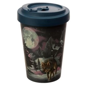 Image of Protector of the North Wolf Reusable Screw Top Bamboo Composite Travel Mug