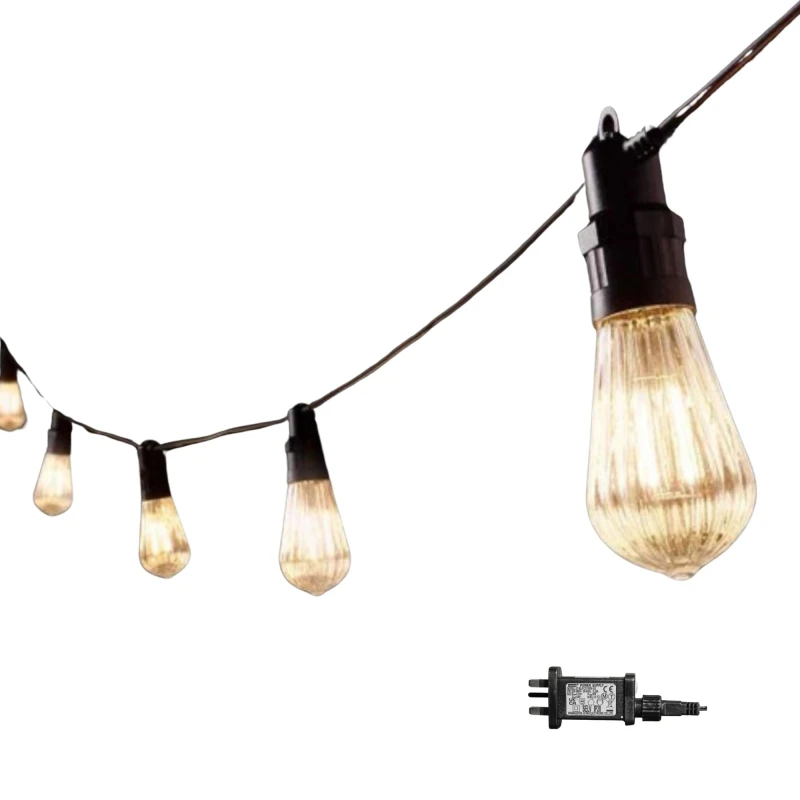 Image of 4.5m Set of 10 Connectable Fluted Festoon String Lights with Warm White LEDs