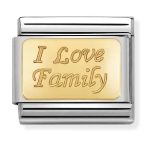 Image of Nomination CLASSIC Gold Engraved Signs I Love Family Charm 030121/33