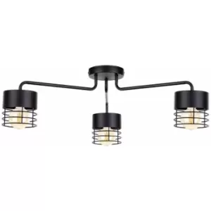 Image of Keter Elle Multi Arm Semi Flush Ceiling Light Black, 70cm, 3x E27