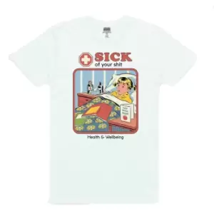 Image of Steven Rhodes Unisex Adult Sick of Your Shit Short-Sleeved T-Shirt (L) (White)