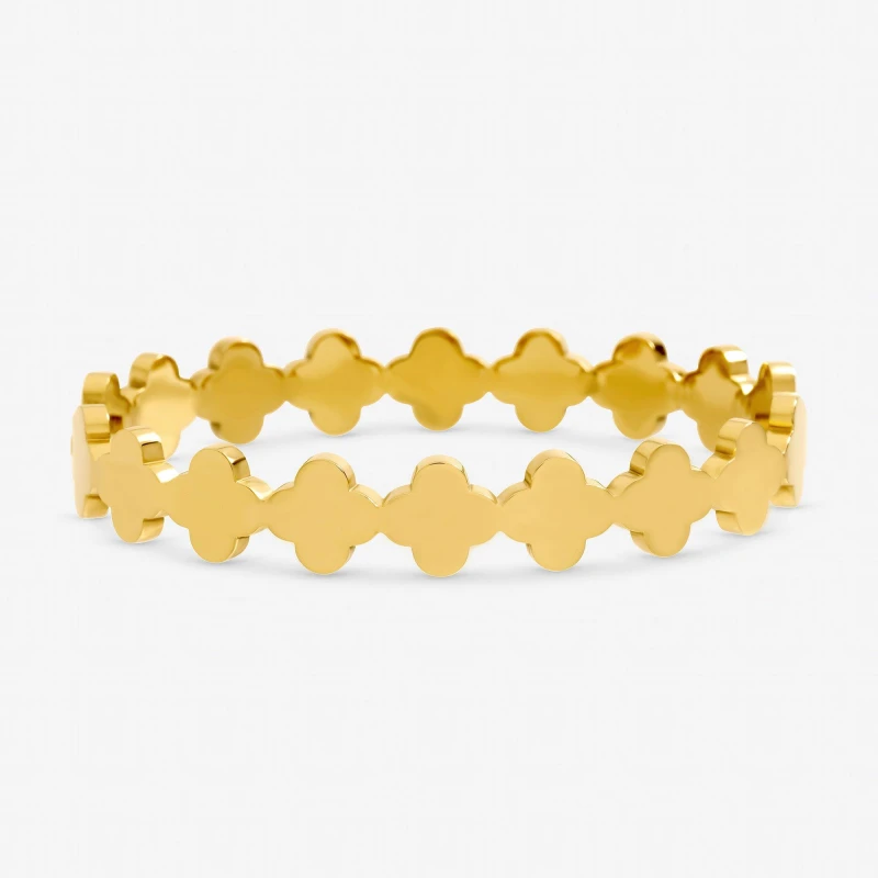 Image of Jon Richard Gold Plated Waterproof Polished Clover Bangle Gold female One Size