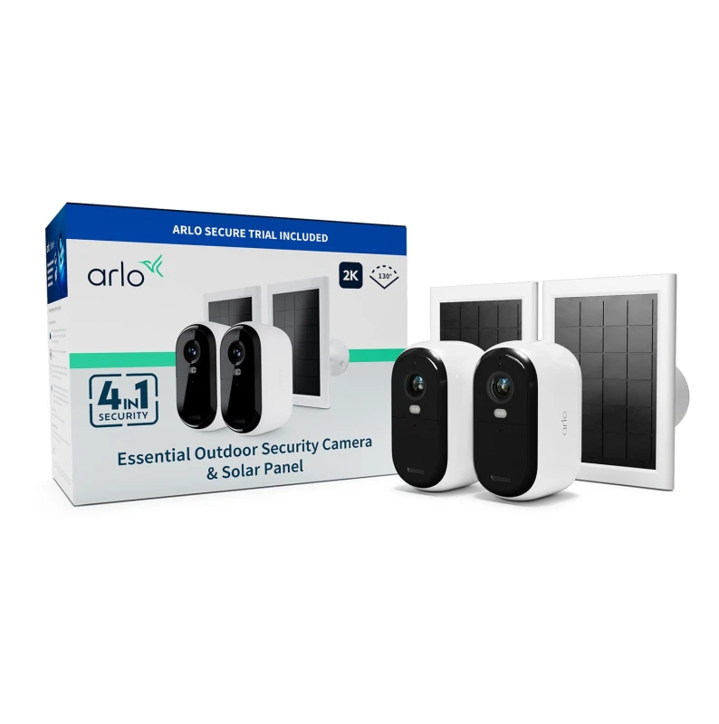 Image of Arlo ARLO BUNDLE ESSENTIAL2 2K OUTDOOR CAMERA 2-PACK + 2-SOLAR PANEL VMK3250-100EUS IP-CCTV camera set incl. 2 cameras 2688 x 1520 p VMK3250-100EUS