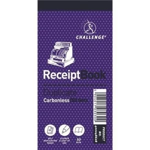 Image of Challenge Duplicate Book Carbonless Receipt 50 Receipts 140x70mm Pack 10