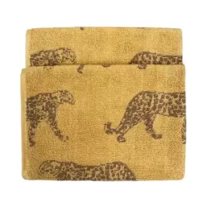 Image of Leopard Animal Jacquard Hand Towel Gold