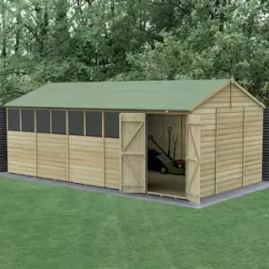 Image of 20' x 10' Forest Beckwood 25yr Guarantee Shiplap Pressure Treated Double Door Reverse Apex Wooden Shed (5.96m x 3.21m)