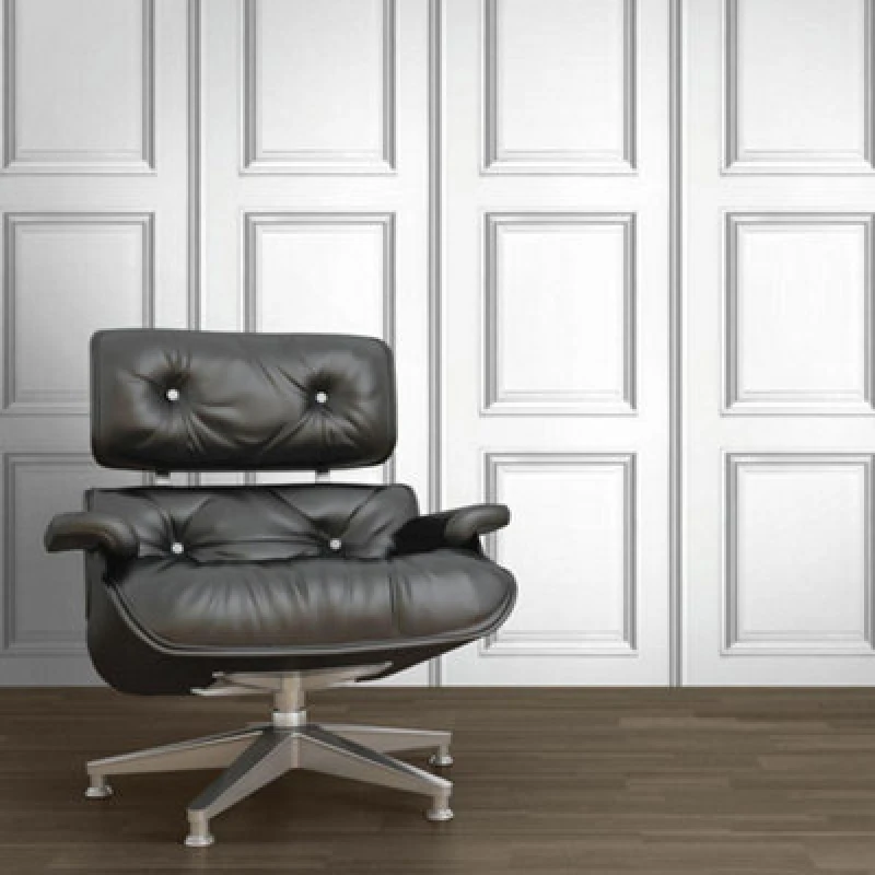 Image of Yes-Online Wood Effect Wallpaper Wooden Panel Frame Realistic Modern White Grey Debona