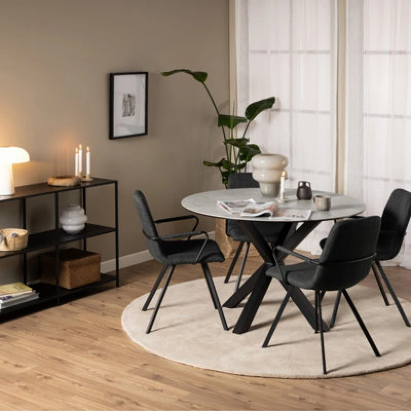 Image of Furniture To Go Heaven Round Dining Table With Ceramic Grey Top (L) 119Cm Seats Up To 4