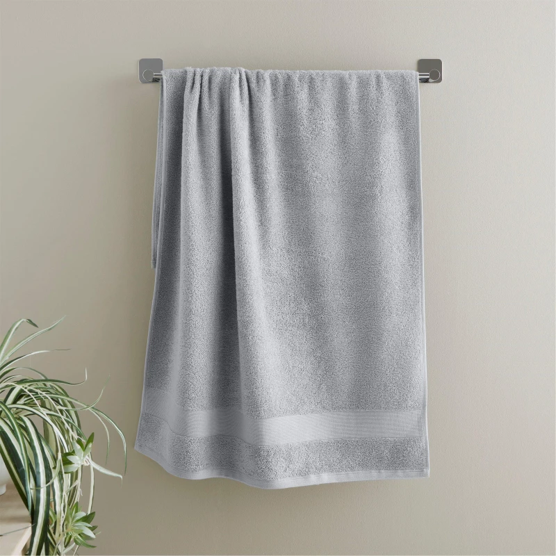 Image of Catherine Lansfield Catherine Lansfield 'Anti Bacterial' Cotton Towels in Silver Size: Bath Sheet Silver Bath Sheet Unisex 5057681101392