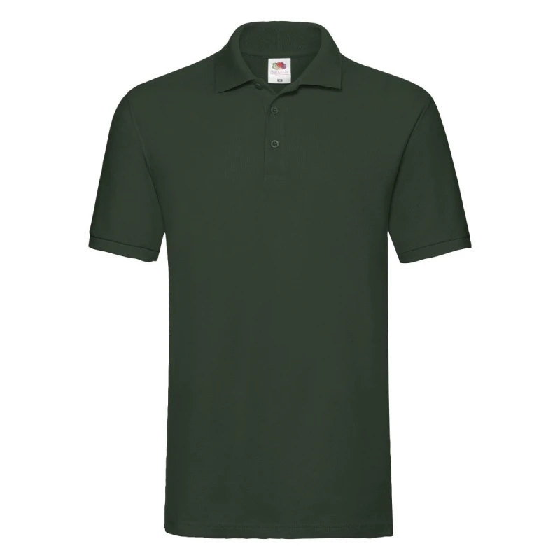 Image of Fruit Of The Loom Fruit of the Loom Men Premium Pique Polo Shirt in Bottle Green Size: Small Bottle Green S Male 5063470860555