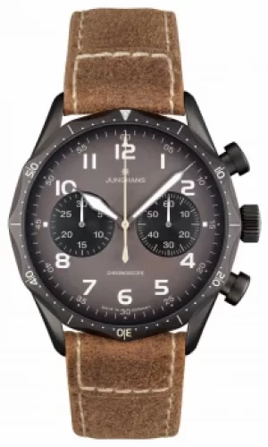 Image of Junghans Meister Pilot Self-Winding Mechanical Brown Strap Watch