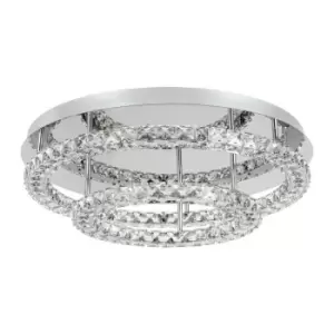 Image of Merano - Clara Integrated LED Semi Flush Light Chrome Aluminium, K9 Crystal LED 44W 2640Lm 3500K